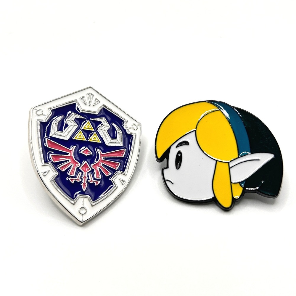 Link Hylian Shield Nintendo Enamel Pin Set OS Multi Color Zelda Video Game Merch